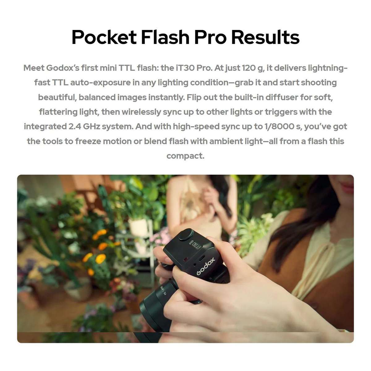 Godox iT30 Pro TTL Mini iFlash Camera Flash Light, Model: iT30 Pro S For Sony(Black)