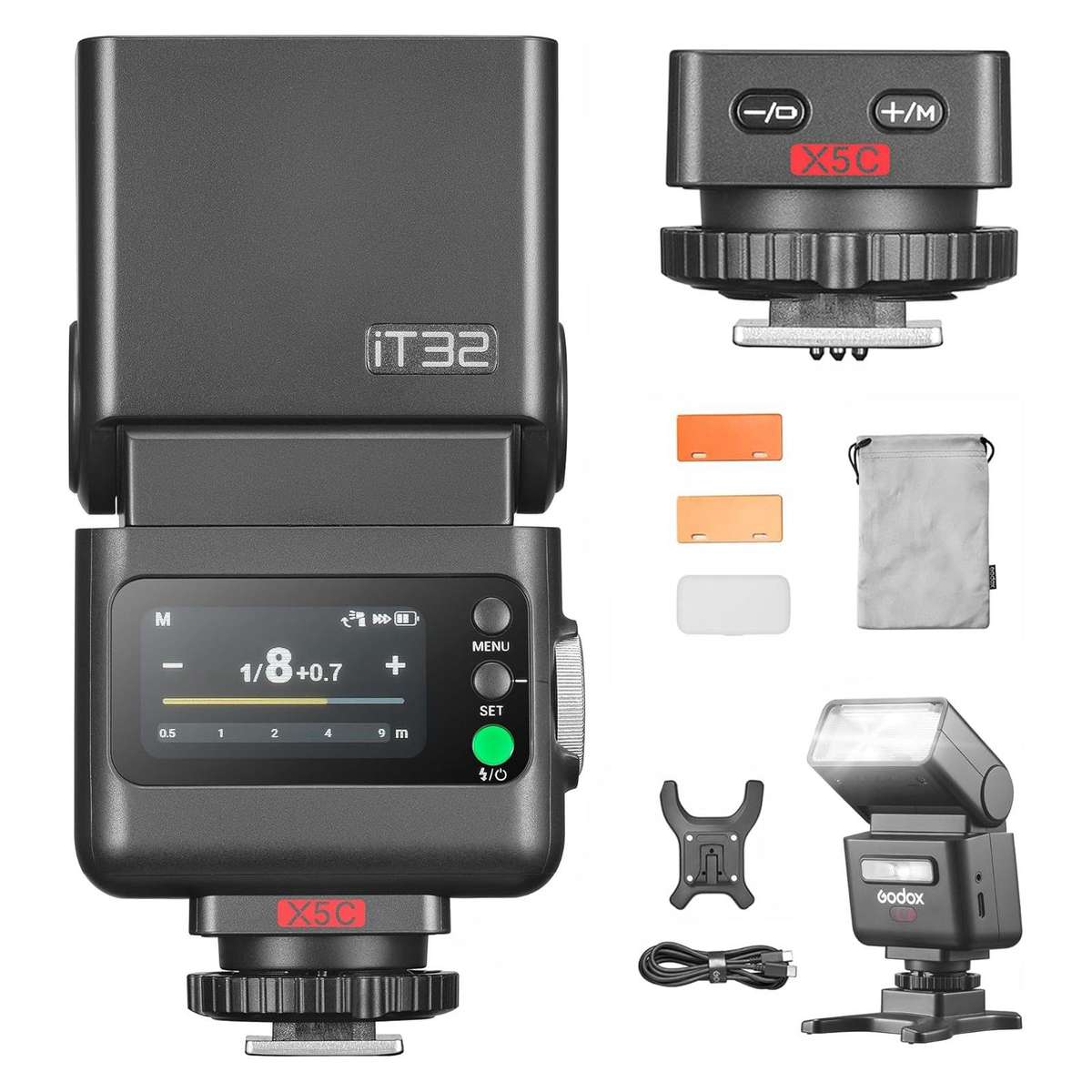Godox iT32 iFlash Camera Flash & X5 TTL Wireless Flash Trigger For Canon(Black)