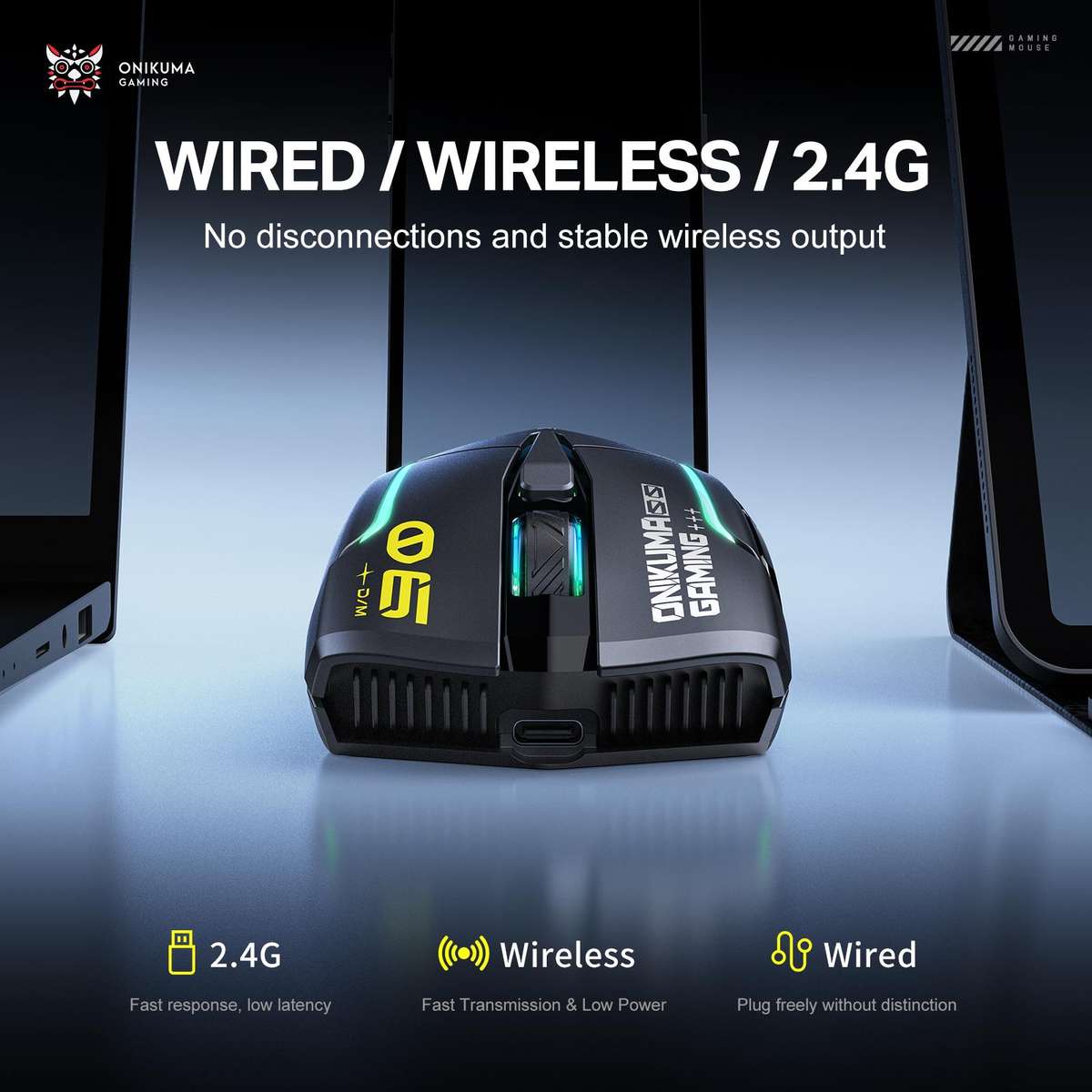ONIKUMA DM06 RGB Three-mode E-sports Gaming Mouse