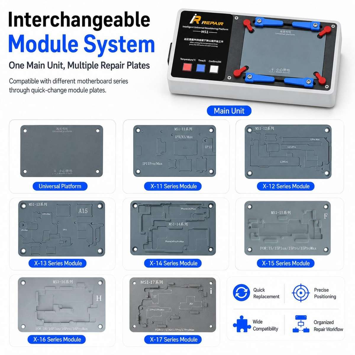 Mijing MS1 Intelligent Desoldering Platform for iPhone X-17 Pro Max, Plug:EU Plug