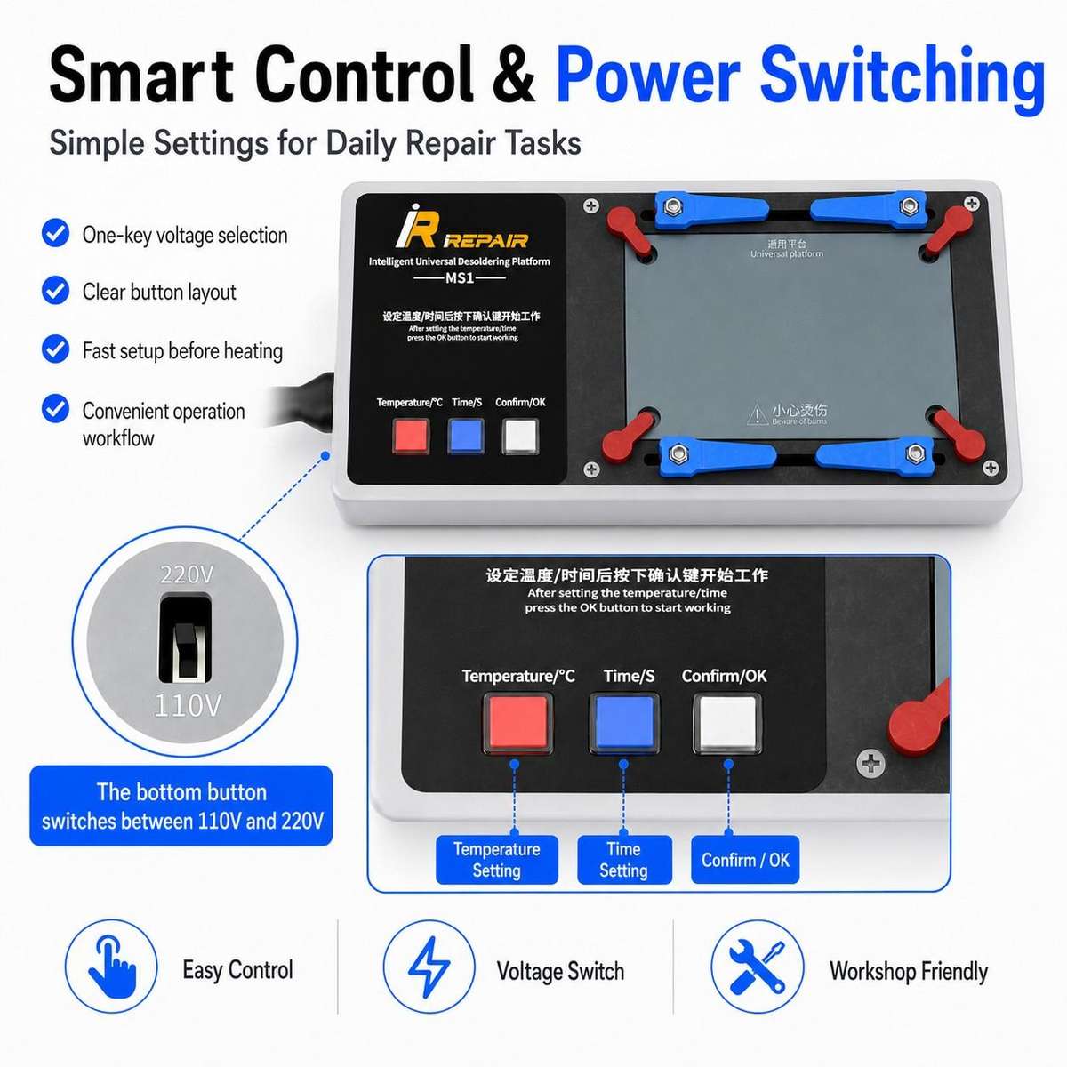 Mijing MS1 Intelligent Desoldering Platform for iPhone X-17 Pro Max, Plug:EU Plug
