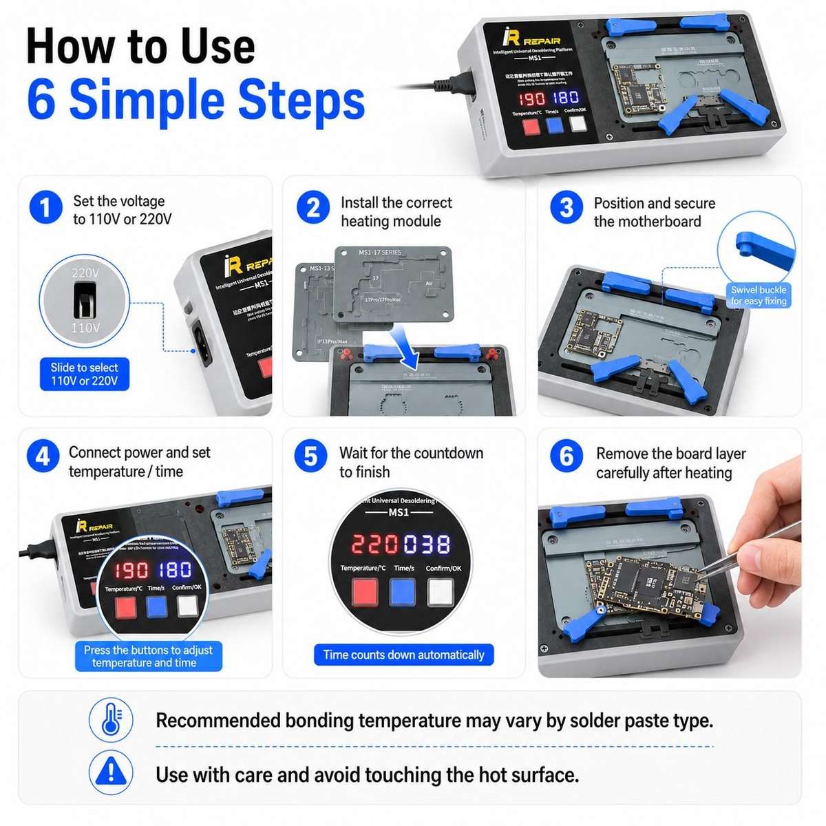 Mijing MS1 Intelligent Desoldering Platform for iPhone X-17 Pro Max, Plug:EU Plug
