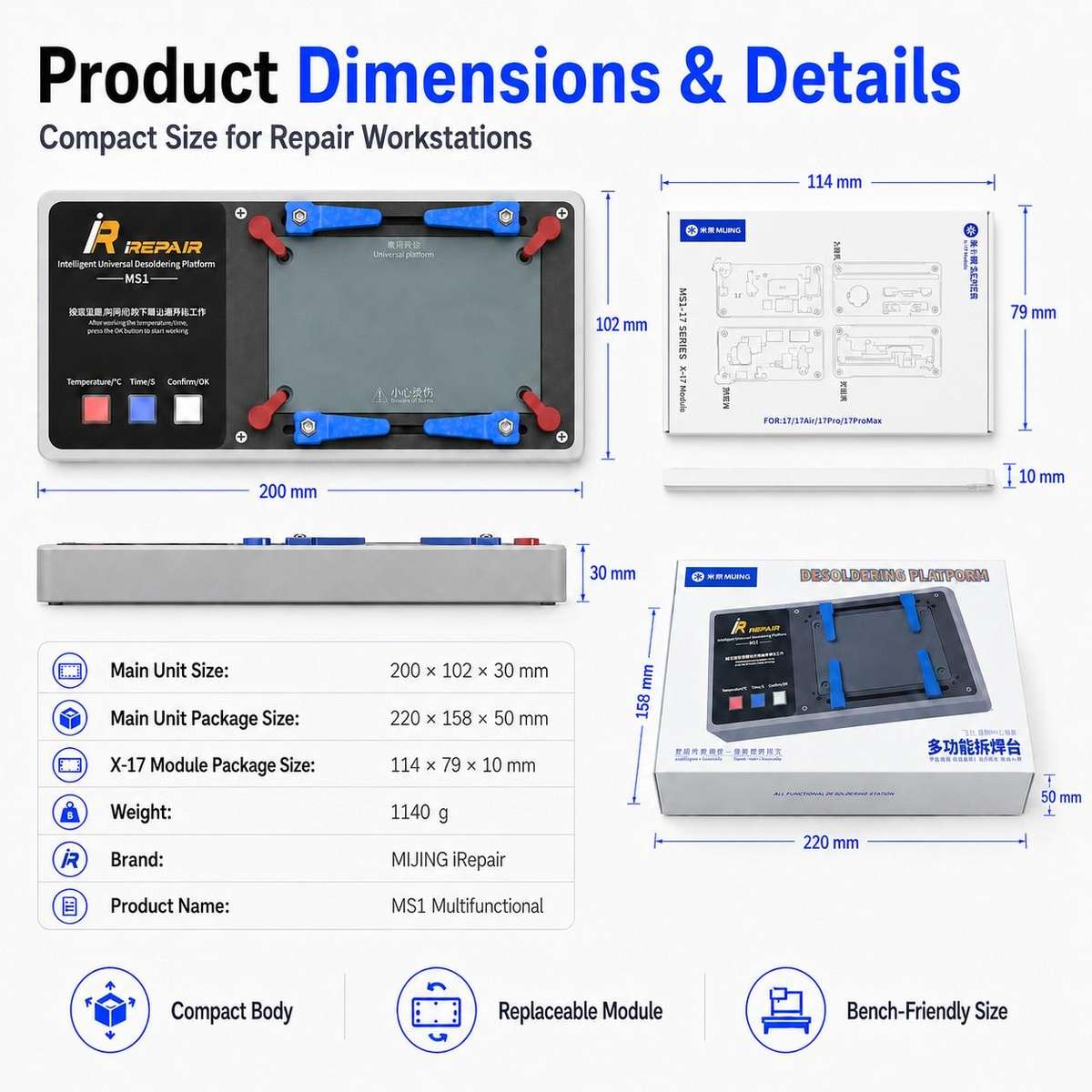 Mijing MS1 Intelligent Desoldering Platform for iPhone X-17 Pro Max, Plug:EU Plug