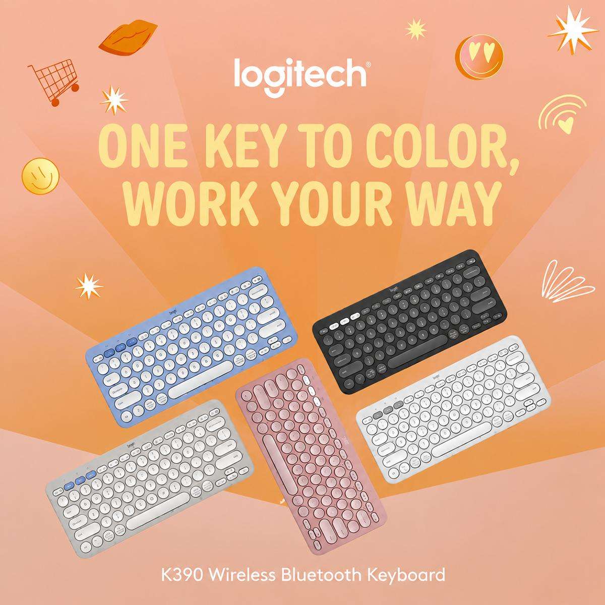 Logitech K390 Ultra-thin Portable Wireless Bluetooth Keyboard(Black)