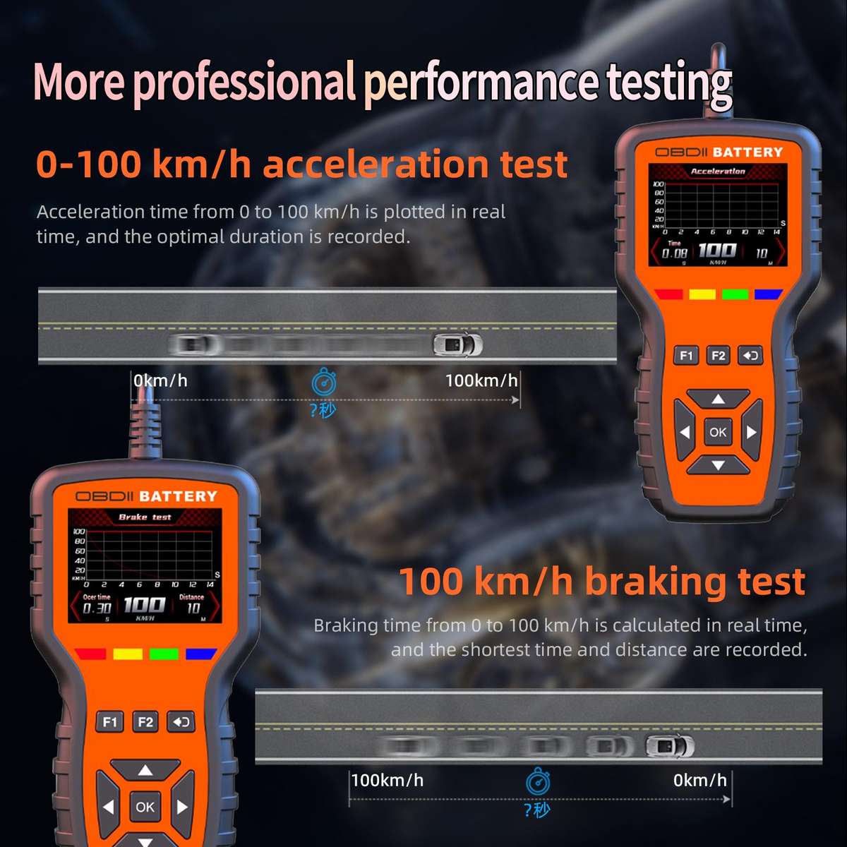 K2 Pro 2 in 1 Car OBDII Diagnostic Tool Battery Tester(Black Orange)