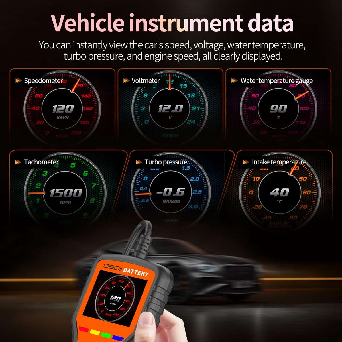 K2 Pro 2 in 1 Car OBDII Diagnostic Tool Battery Tester(Black Orange)