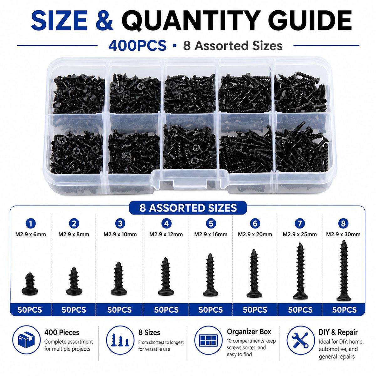 M2 Phillips Self-tapping Screw 400 PCS / Set