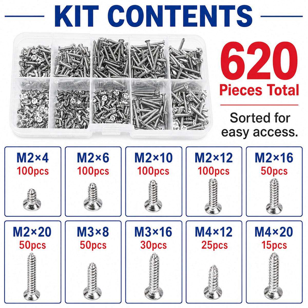 M2 Self-tapping Screw 620 PCS / Set