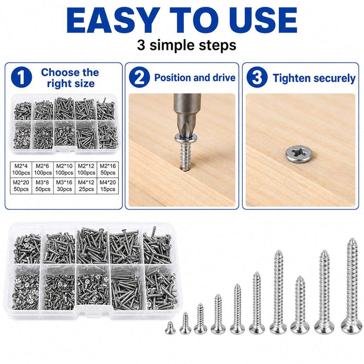 M2 Self-tapping Screw 620 PCS / Set
