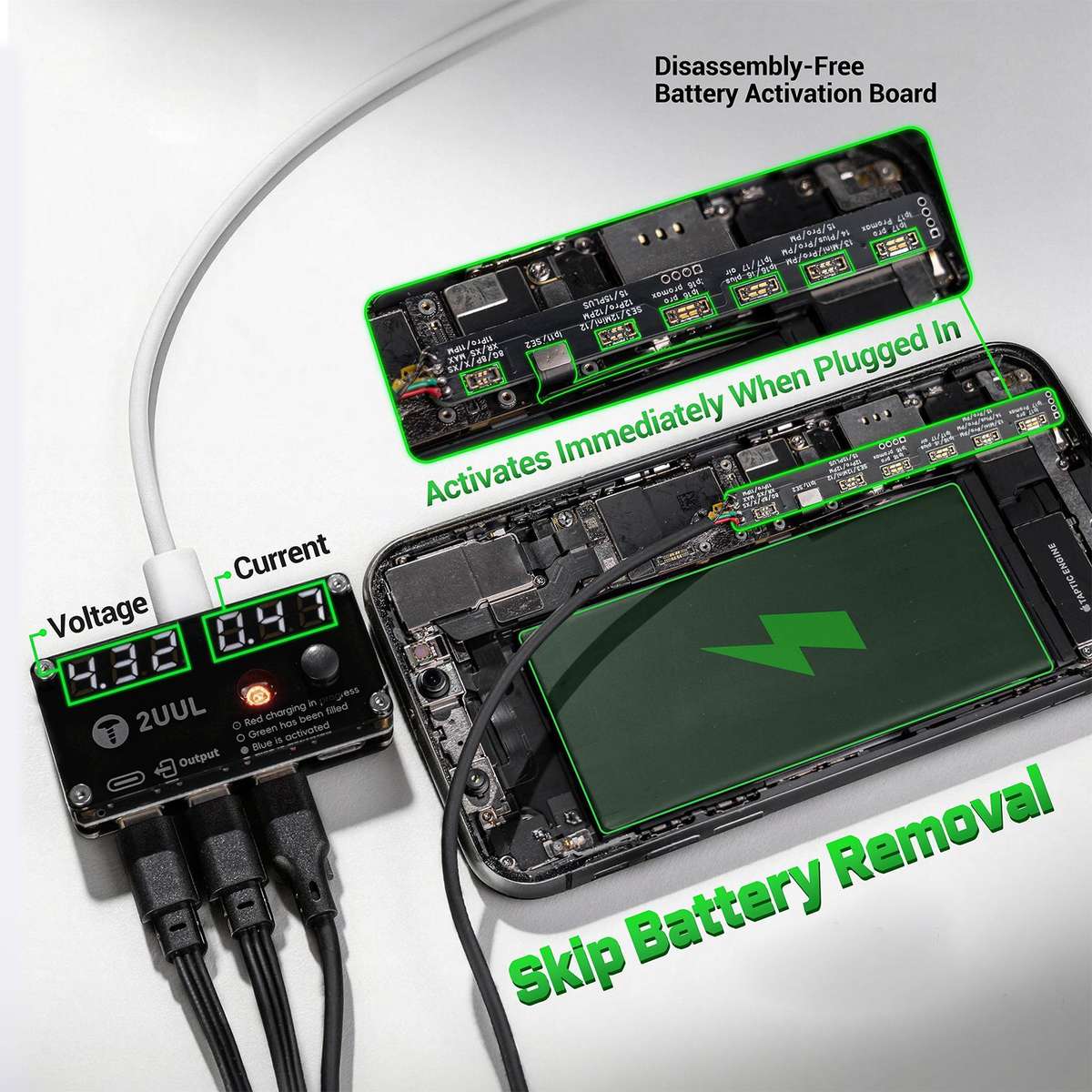 2UUL BT05 Disassembly-Free Battery Activation Board for iPhone 8-17 Pro Max / Android