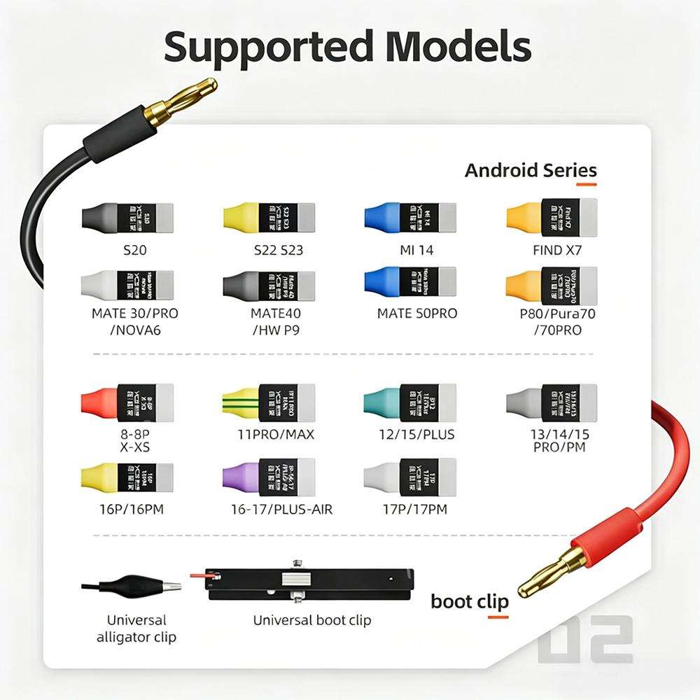 MR.YANG D03 16 in 1 Charging Boot DC Power Detection Cable for iPhone 8-17 Pro Max / Android