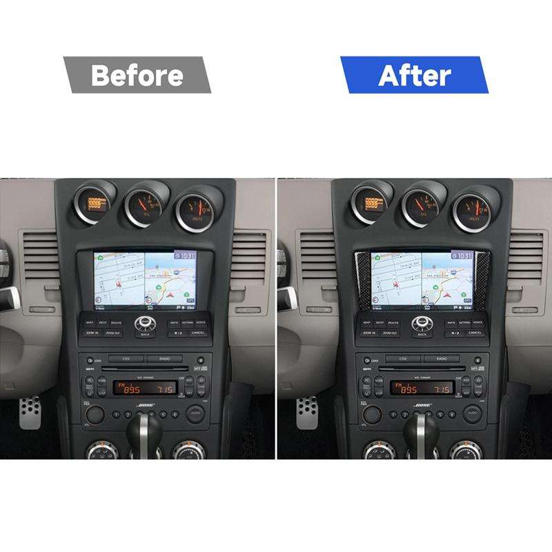 Car Carbon Fiber Navigation Frame Decorative Sticker for Nissan 350z 2006-2009