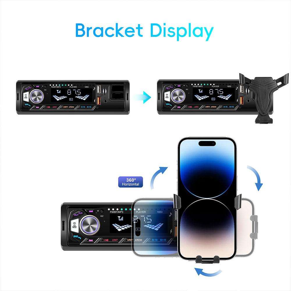 Universal Single-DIN Car MP3 Player with Phone Holder, Type:Standard without Memory Card