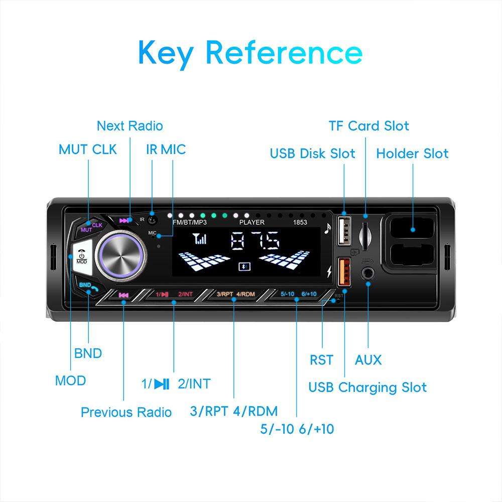 Universal Single-DIN Car MP3 Player with Phone Holder, Type:Standard without Memory Card