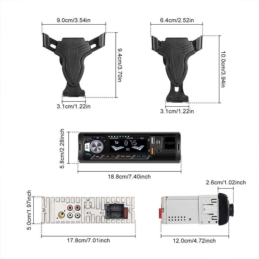 Universal Single-DIN Car MP3 Player with Phone Holder, Type:Standard without Memory Card