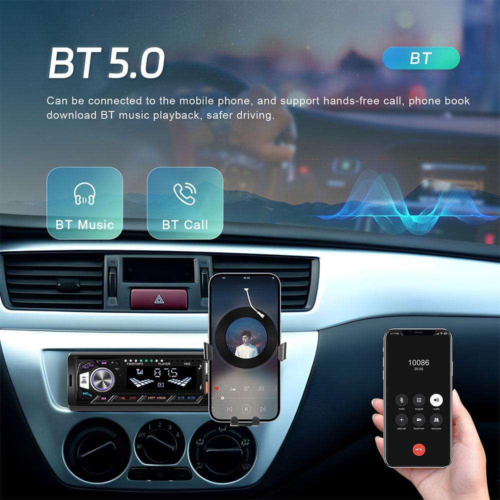 Universal Single-DIN Car MP3 Player with Phone Holder, Type:Standard without Memory Card