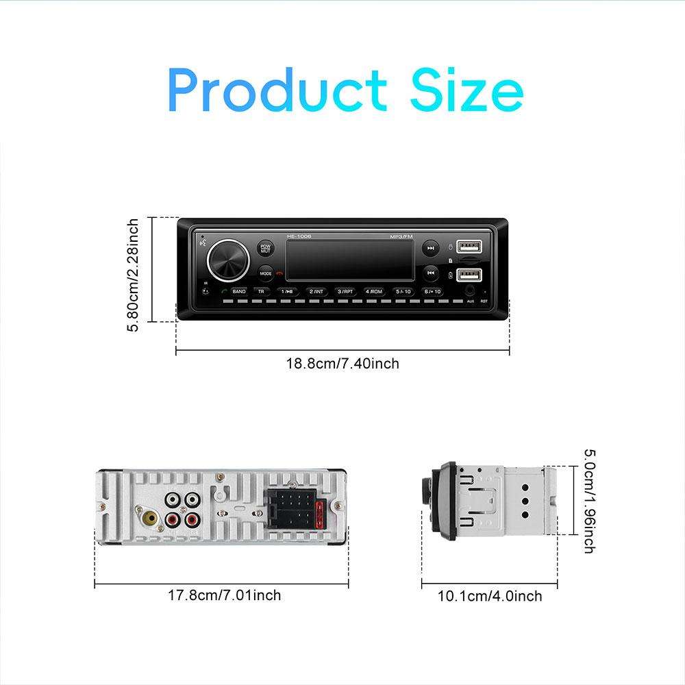 Universal Single-DIN Car Bluetooth MP3 Player FM Radio, Type:Standard with 64GB Memory Card
