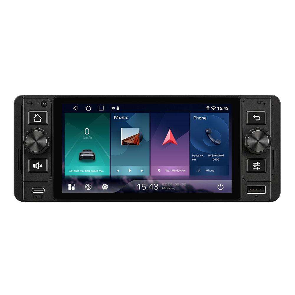 5 inch Single Din Android 15 Center Console CarPlay Car Video Navigation, Specification:Standard+Rev