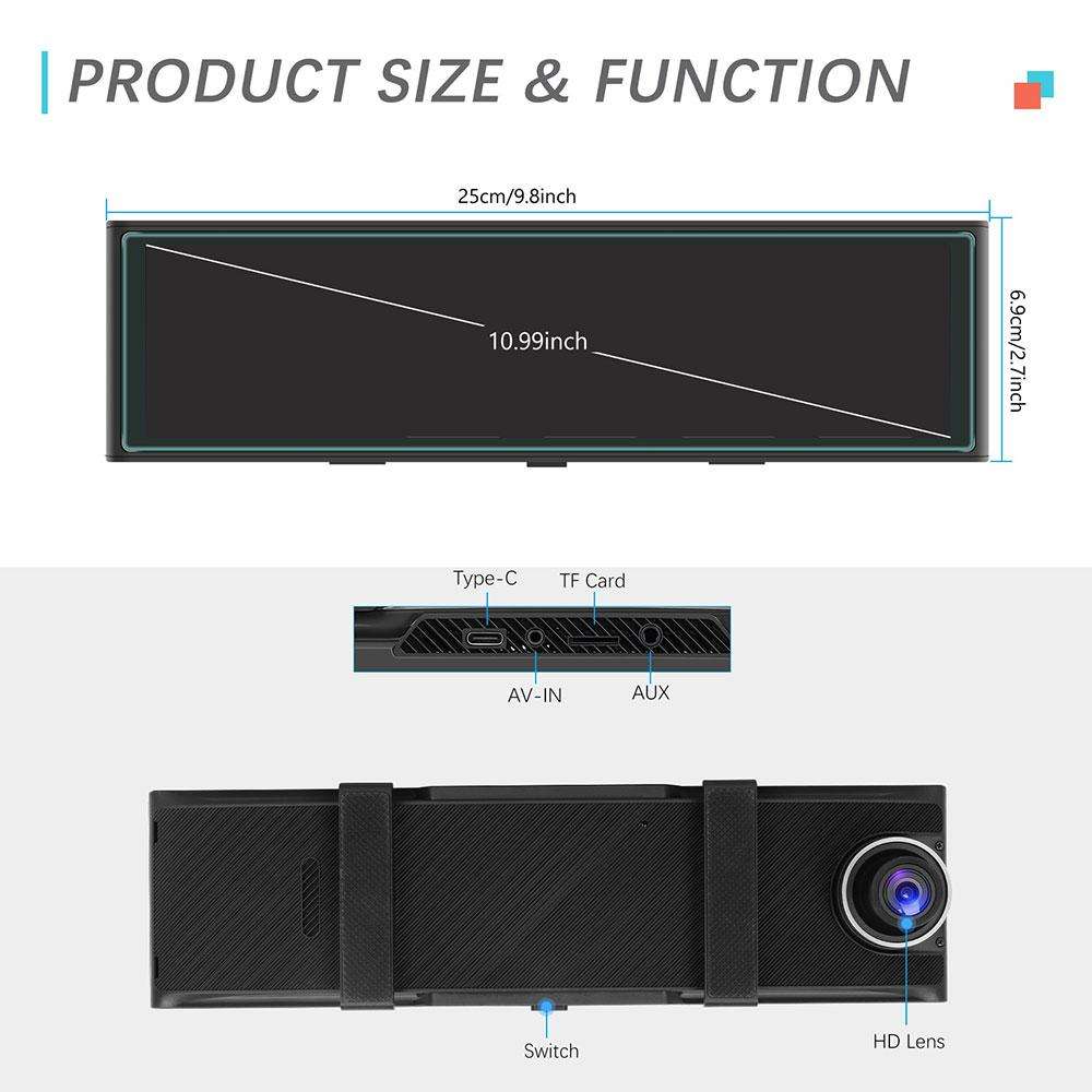 10.99 inch 4K Center CarPlay Auto Car Portable Navigation Screen, Specification:Standard+Reversing C