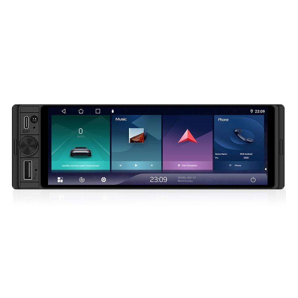 Universal 6.28 inch Single-DIN Car Center Console Display with CarPlay & Android Auto Function, Type