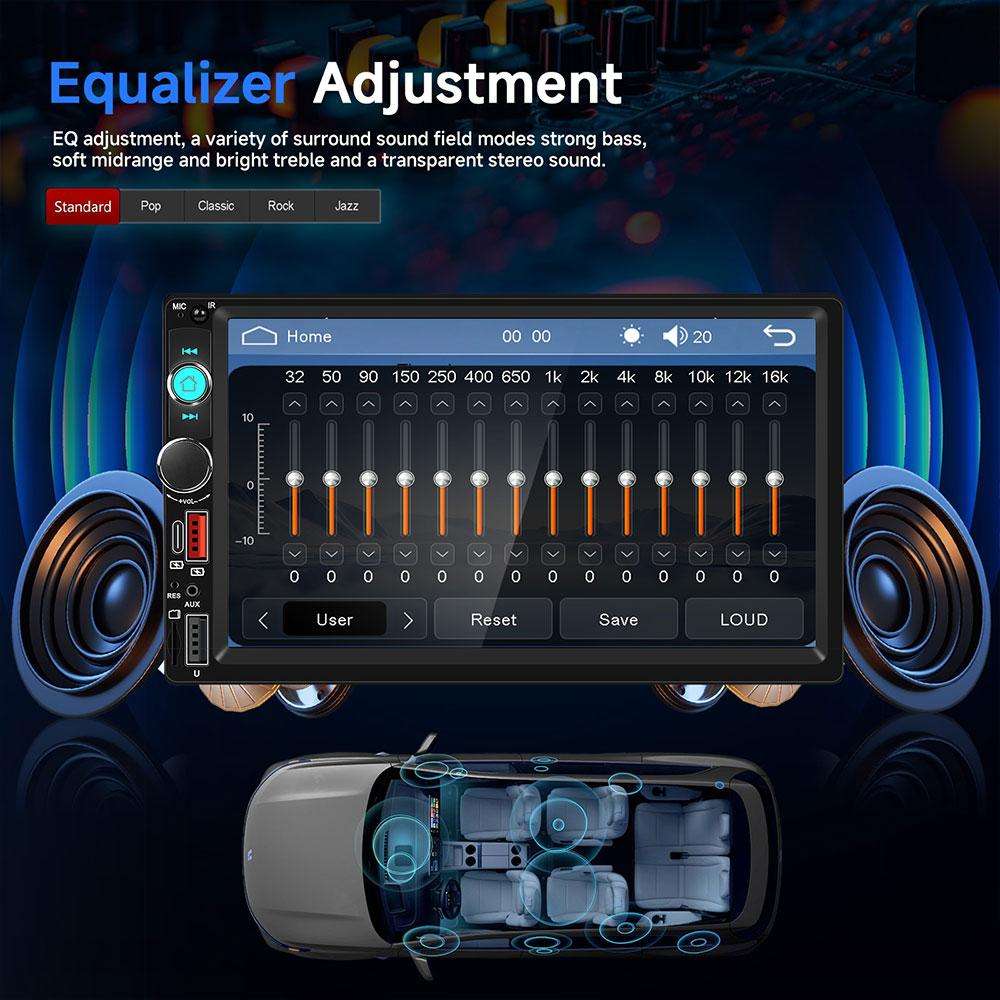 Universal 7 inch Dual-DIN Car MP5 Player Center Console Display with CarPlay & Android Auto Function