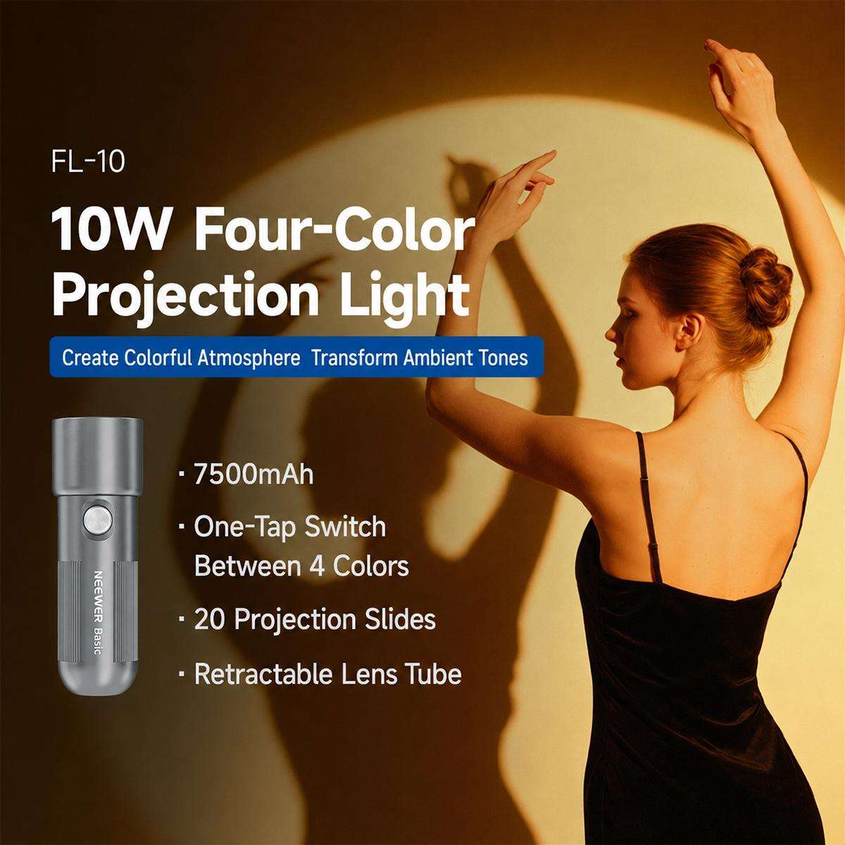 NEEWER BASICS FL10 10W Portable Photography Flashlight, Type:FL10 Light Kit with Tripod