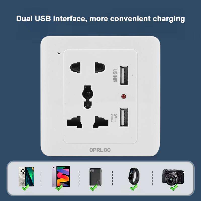 Universal Standard Wall Socket with 2 x USB Ports