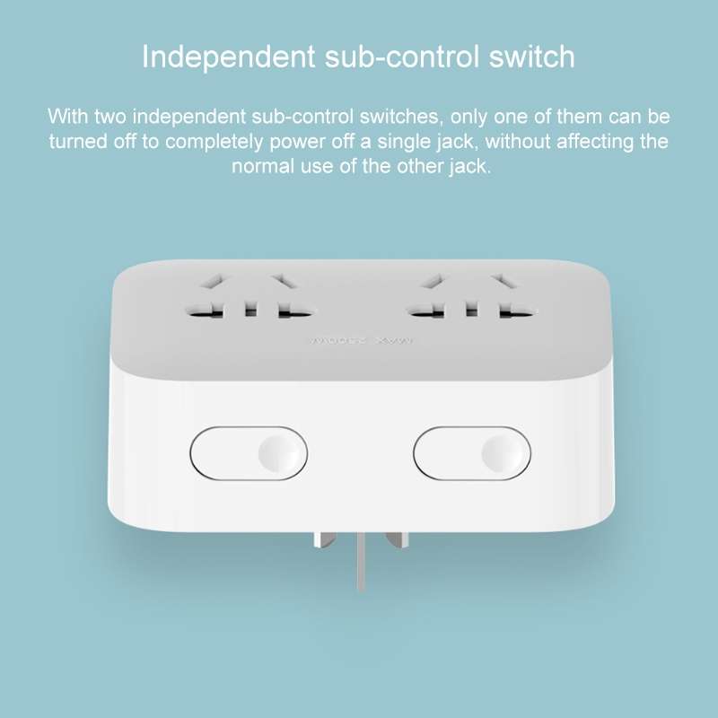 Original Xiaomi Mijia Power Socket Strip 2 Sockets Plug Extension Patch Board with 2 Control Switc