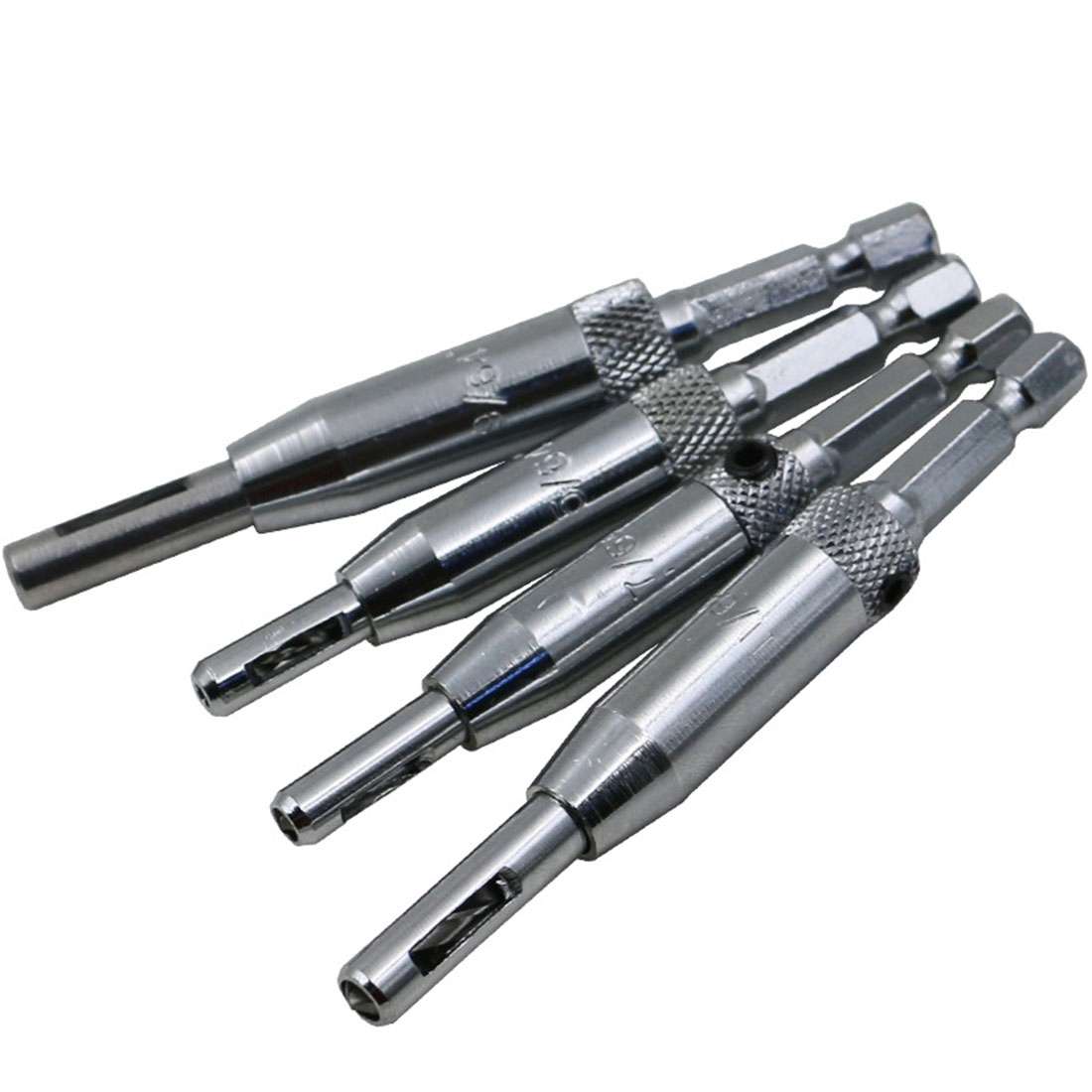4 PCS/Set Doors Self Centering Hinge Tapper Core Drill Bit Set Hole Puncher Woodworking Tools(5/64,7