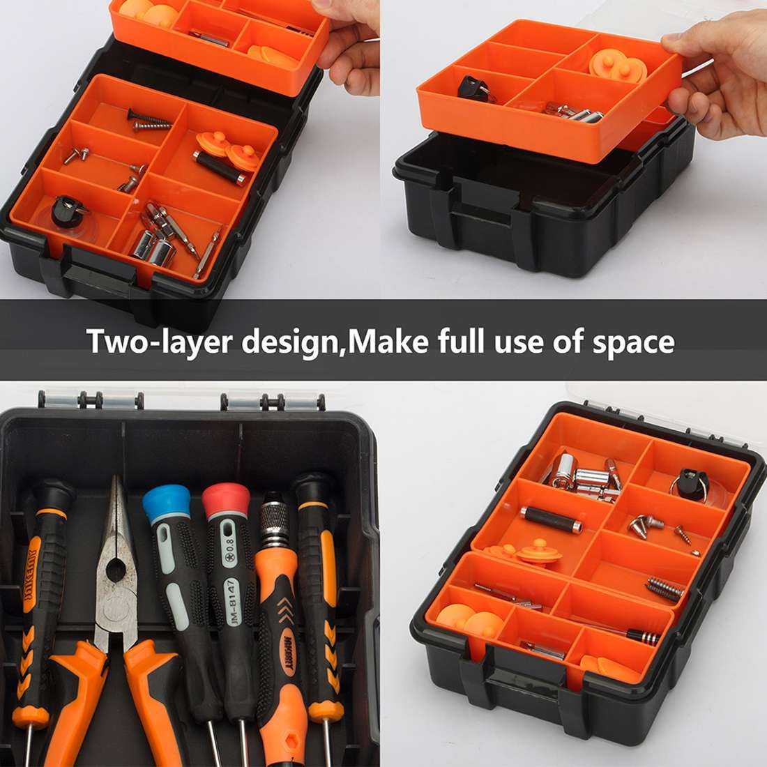 JAKEMY JM-Z20 Screwdriver Hardware Repair Tools Multi-purpose Components Double Deck Storage Box