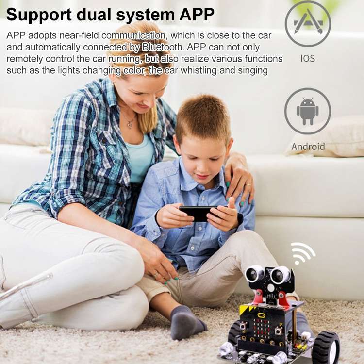 Yahboom Microbit Smart Robot Car Bitbot with IR and APP for Micro:bit V2/V1.5, without Micro:bit V2/