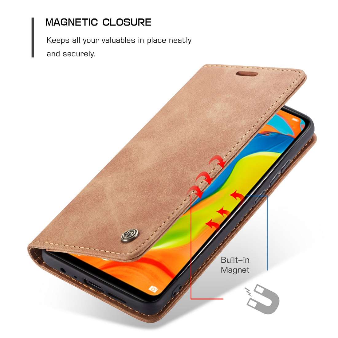 CaseMe-013 Multifunctional Retro Frosted Horizontal Flip Leather Case for Huawei P30 L ... (Brown)