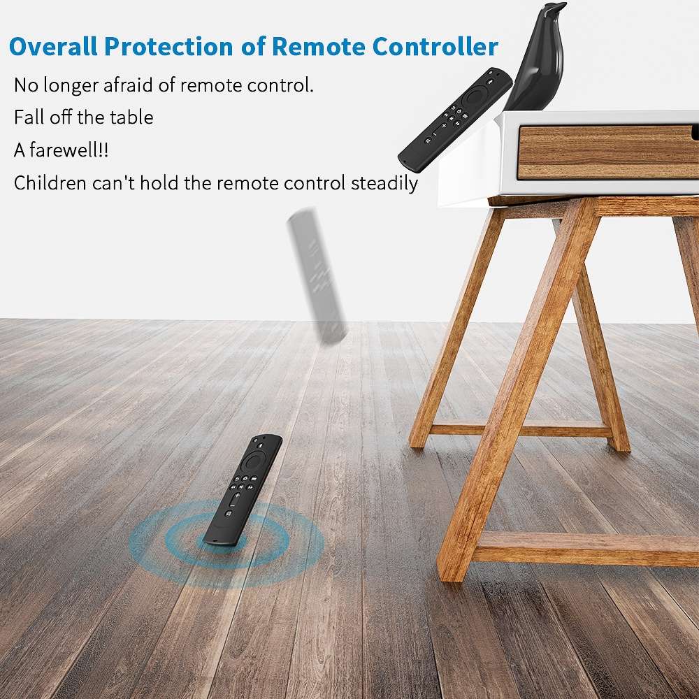 Non-slip Texture Washable Silicone Remote Control Cover for Amazon Fire TV Remote Cont ... (Black)