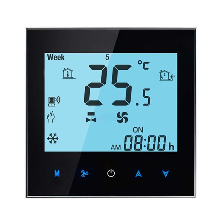 LCD Display Air Conditioning 4-Pipe Programmable Room Thermostat for Fan Coil Unit, Supports Wifi...