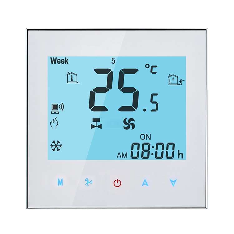 LCD Display Air Conditioning 4-Pipe Programmable Room Thermostat for Fan Coil Unit, Supports Wifi...