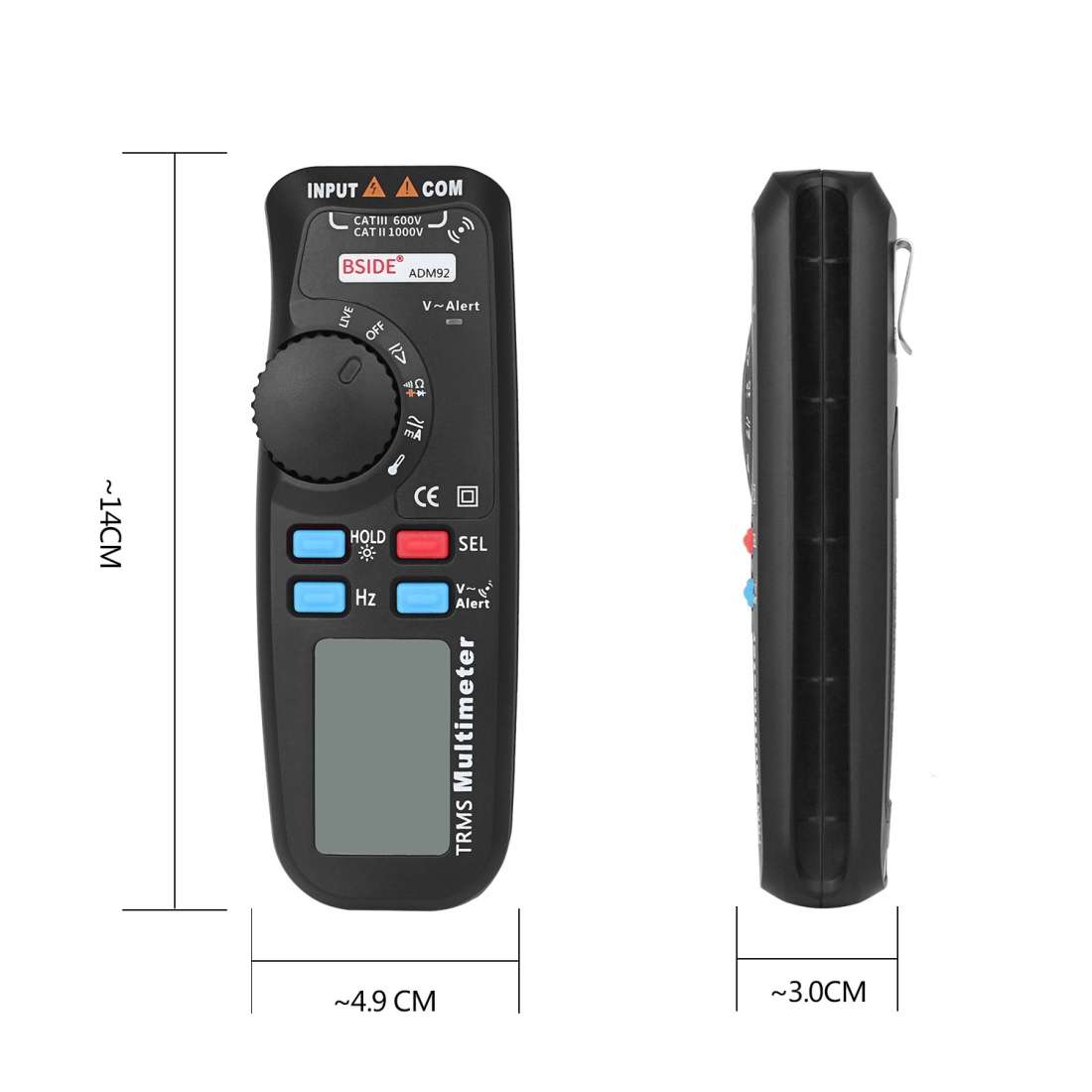 BSIDE ADM92 Handheld True RMS Digital Multimeter Auto Range 6000 Counts TRMS Tester with Live Wire C