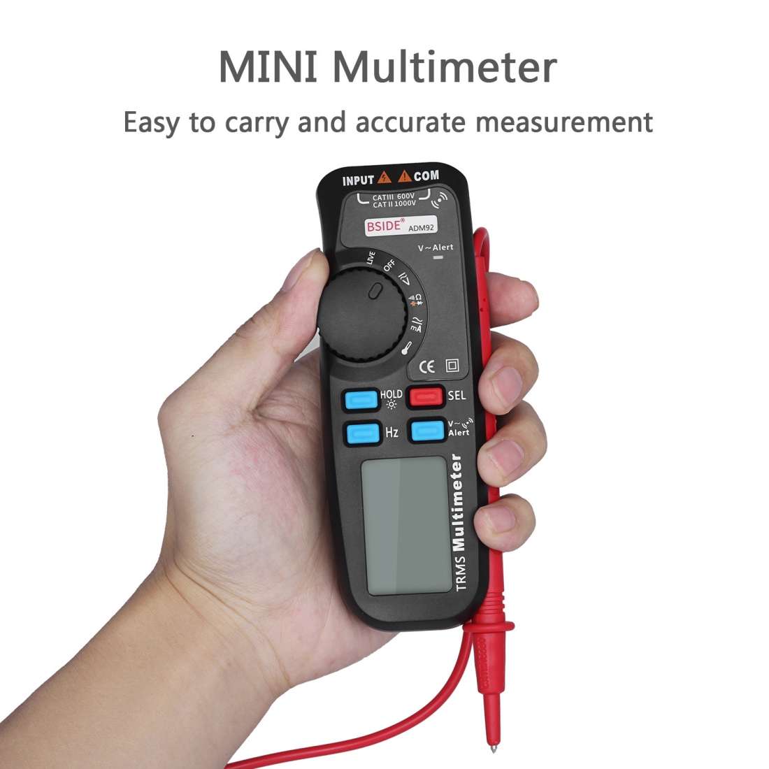 BSIDE ADM92 Handheld True RMS Digital Multimeter Auto Range 6000 Counts TRMS Tester with Live Wire C