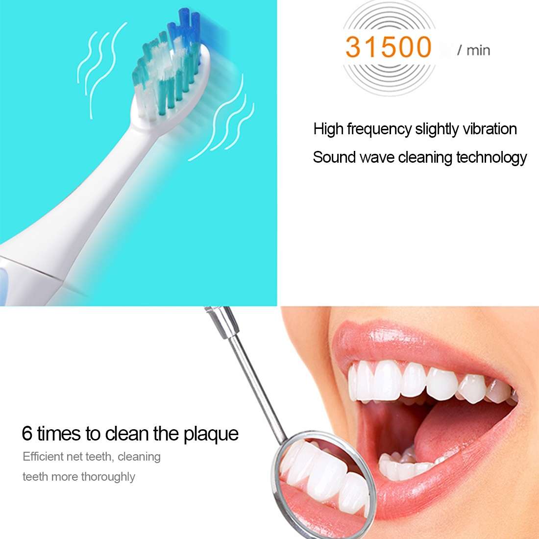 QYG Q2 IPX7 Waterproof Battery Powered Electric Sonic Toothbrush(Blue)