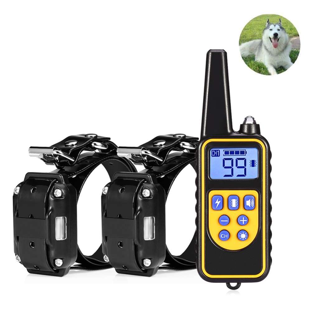 880-2 800 Yards Rechargeable Remote Control Collar Dog Training Device Anti Barking Device(Black Bla
