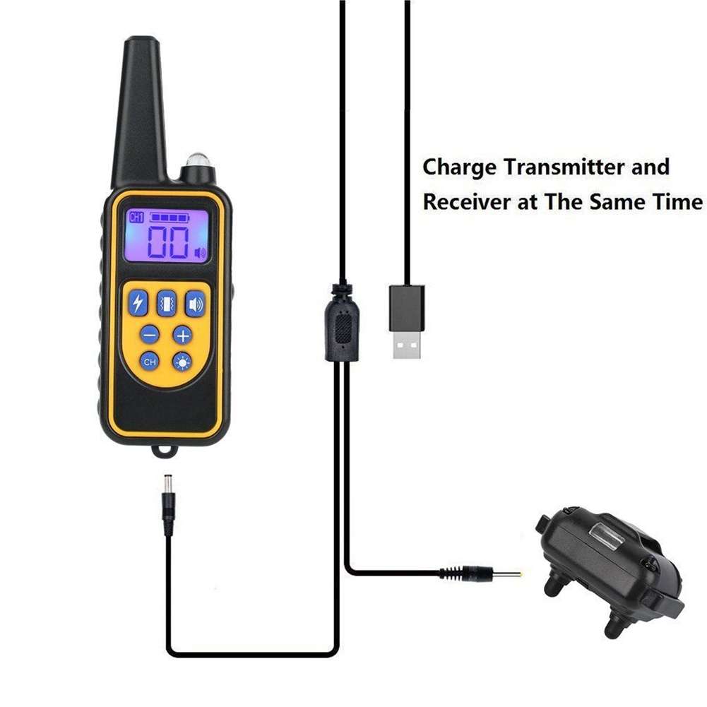 880-2 800 Yards Rechargeable Remote Control Collar Dog Training Device Anti Barking Device(Black Bla