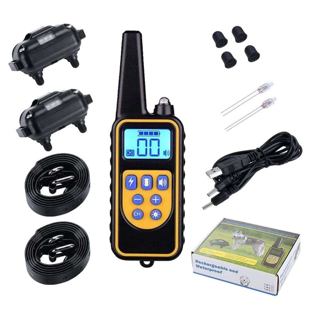 880-2 800 Yards Rechargeable Remote Control Collar Dog Training Device Anti Barking Device(Black Bla