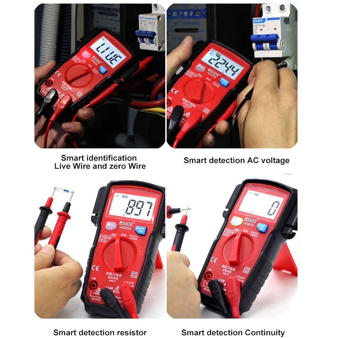 BSIDE ADMS6 High-precision Fully Automatic Small Digital Intelligent Multimeter with HD Digital Disp