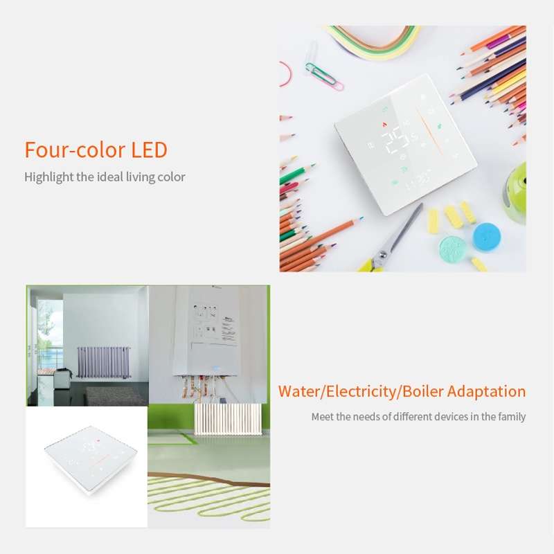 BHT-006GCLW 95-240V AC 5A Smart Home Heating Thermostat for EU Box, Control Boiler Heating with Only