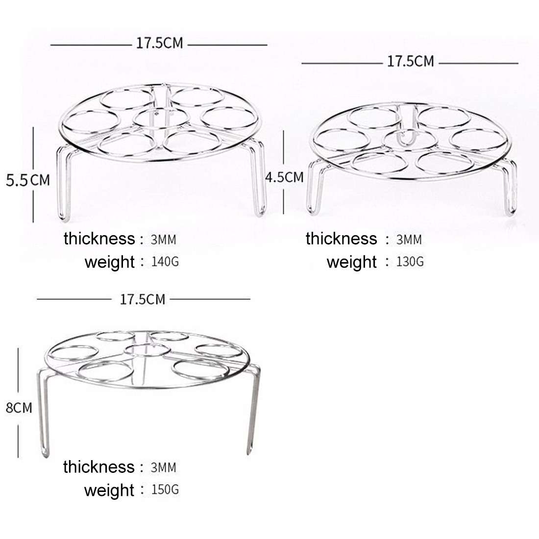 Steamer Rack Basket Egg Vegetable Steaming Trivet for Instant Pot Pressure Cooker, Diameter: 17.5cm,
