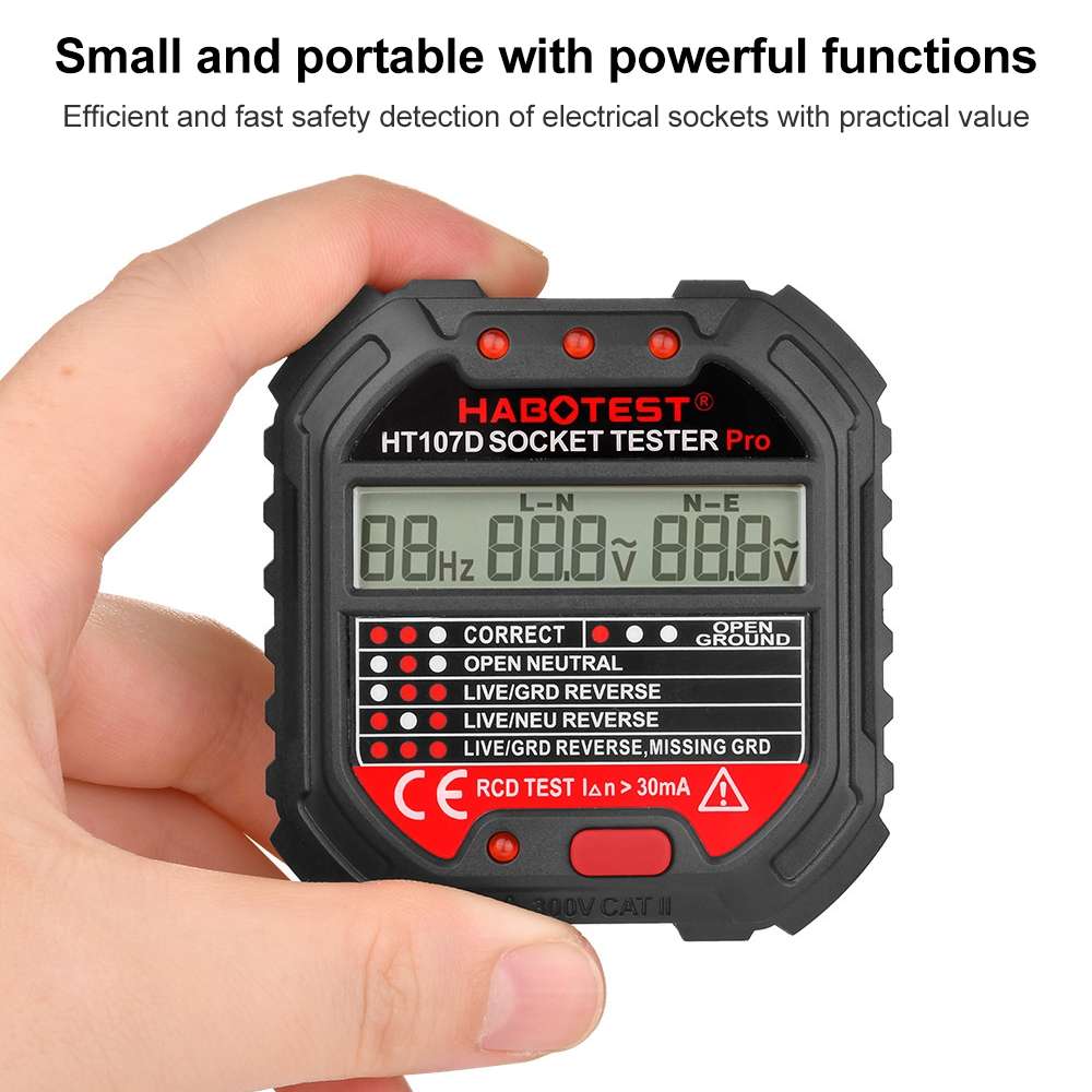HABOTEST HT107D Multifunctional Digital Display Socket Tester (EU Plug)