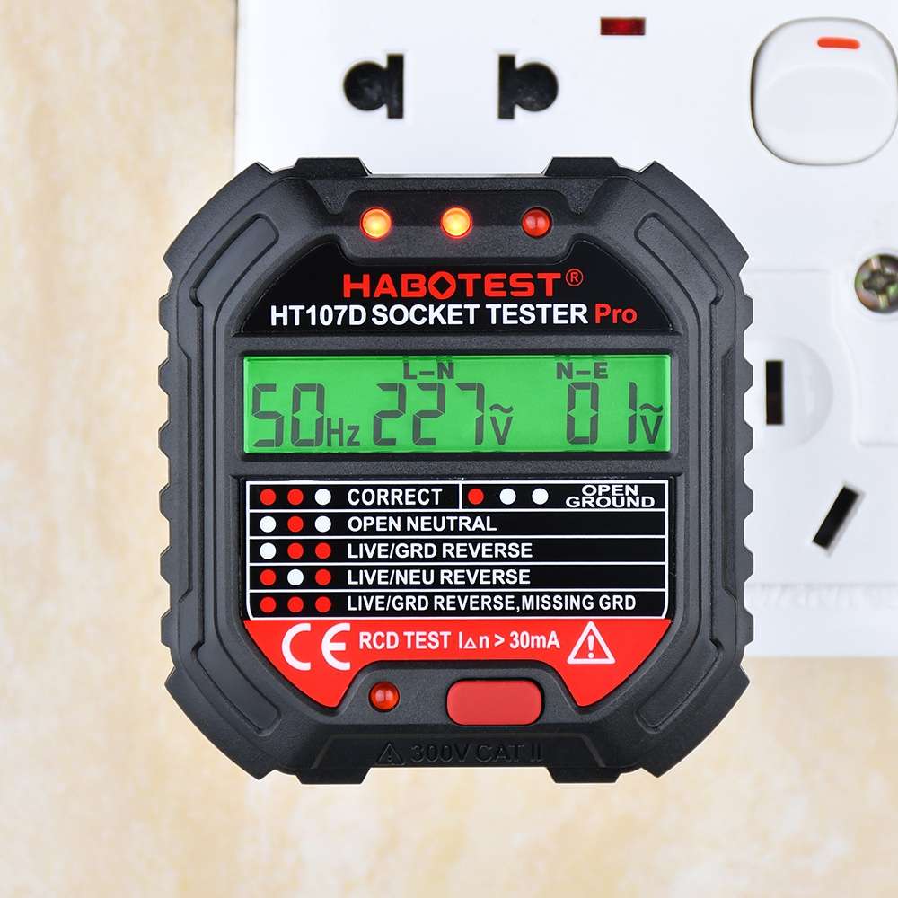 HABOTEST HT107D Multifunctional Digital Display Socket Tester (EU Plug)