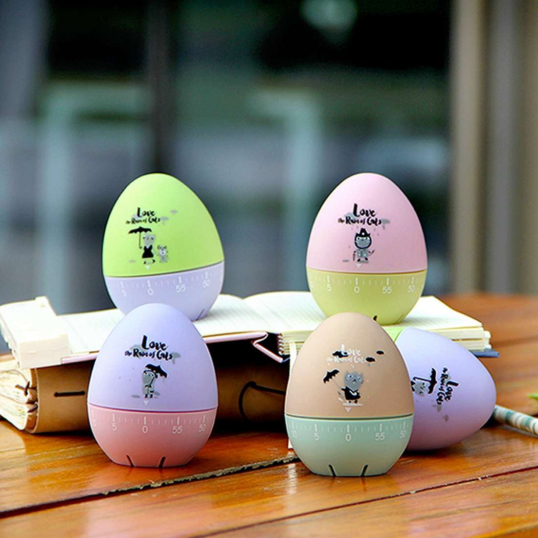 Cute Cartoon Mechanical Egg Kitchen Timer Alarm Clock Students Learn Time Management Machines,Random