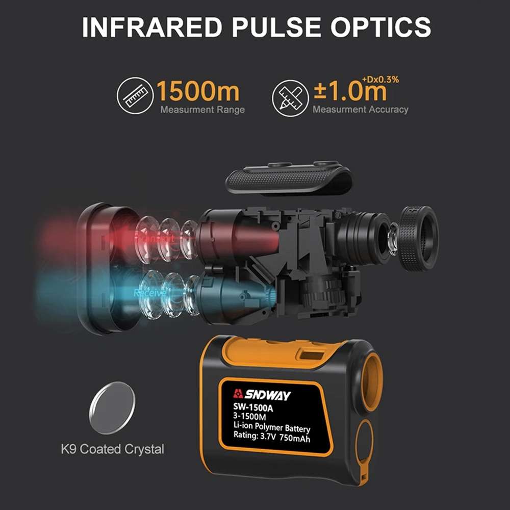 SNDWAY SW1500A Handheld Outdoor Waterproof Telescope Range Finder Distance Measurer, 1500m