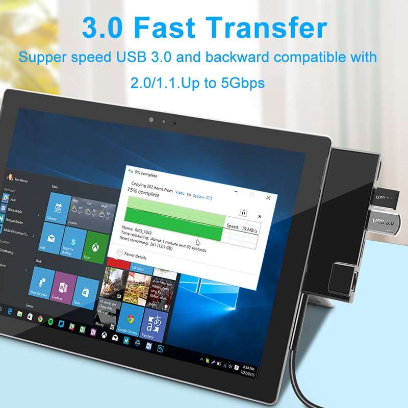 ROCKETEK SK-SH3L RJ45 + 2 x USB 3.0 + HDMI + SD / TF Memory Card Reader HUB 4K HDMI Adapter(Black)