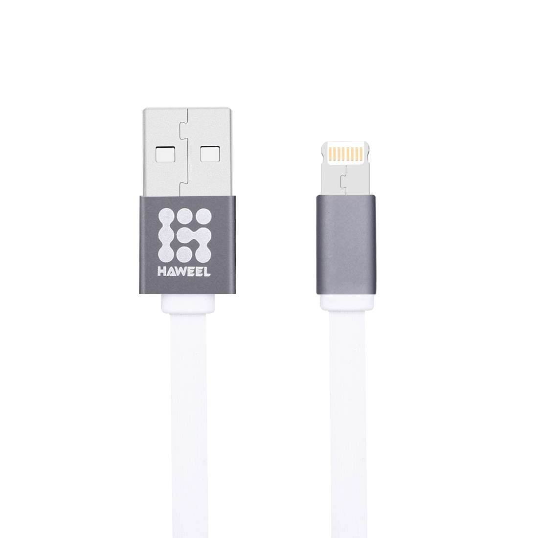 HAWEEL 1m Noodle Style 2 in 1 Micro USB & 8 Pin Both Side Data Sync Charging Cable(White)